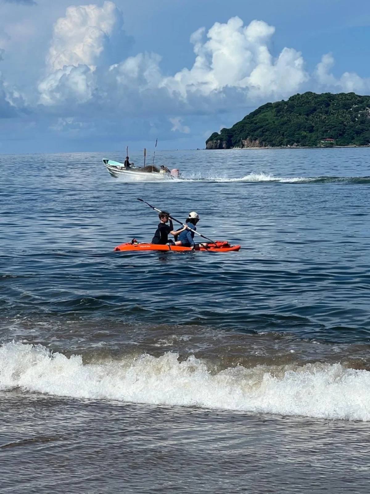 Kayaking in the Pacific Ocean off the resort's private beach
